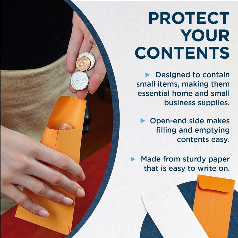 GUARDIAN 500 Guardian #3 Paper Coin Envelopes - Blank Small Envelopes for Coins, Receipts, Stamps, Small Parts Storage, & More â€“ 2-1/2â€ x 4-1/4â€ Cash Envelopes â€“ Gummed Flap Gift Card Holder Envelope - Image 5